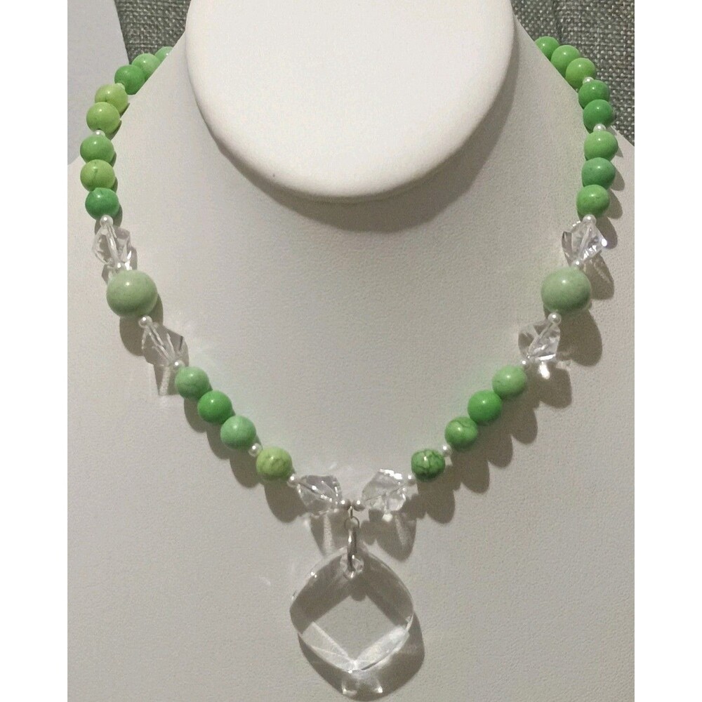 Emily Ray Swarovski Crystal Green Stone Sterling Silver Necklace